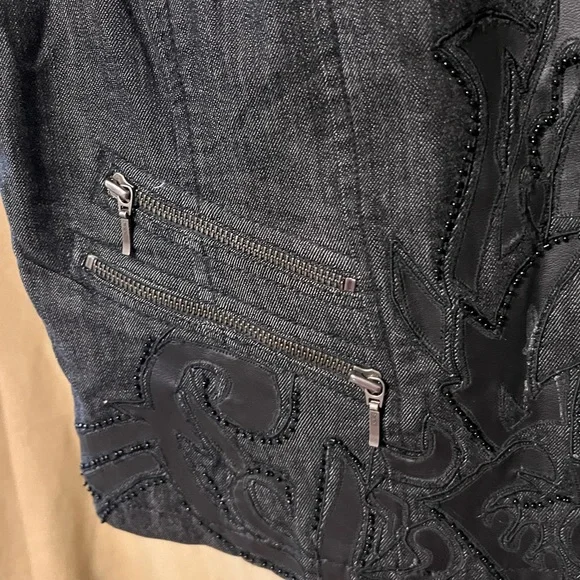 1 Chicos Black Moto Biker Chic Assymetrical Zip Vest NWOT - Picture 8 of 11